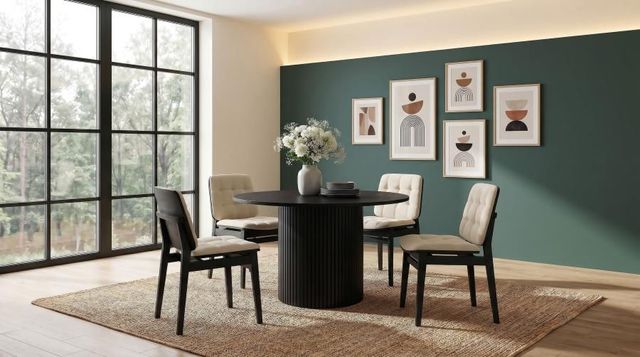 Coaster® Hamlyn 5-Piece Black/Cream Round Dining Table Set-1