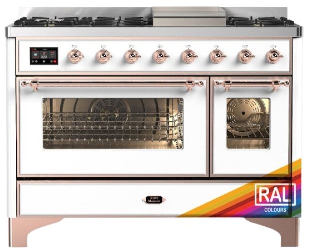 Ilve® Majestic III 48" Custom Pro Style Dual Fuel Natural Gas Range with Griddle and Copper Trim-0