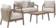 Signature Design by Ashley® Nature Lane 4-Piece Brown/White Nuvella Outdoor Conversation Table Set-0