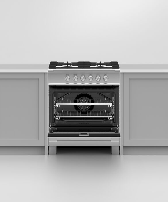 Fisher & Paykel 30" Brushed Stainless Steel with Black Glass Freestanding Natural Gas Range-5