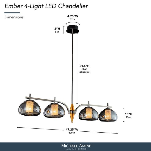 Michael Amini® Ember Black/Gold 4-Light LED Chandelier-2