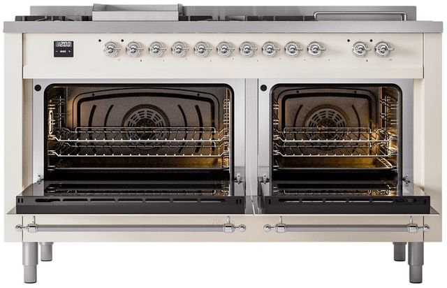 Ilve® Nostalgie II Series 60" Antique White Pro Style Dual Fuel Range-2