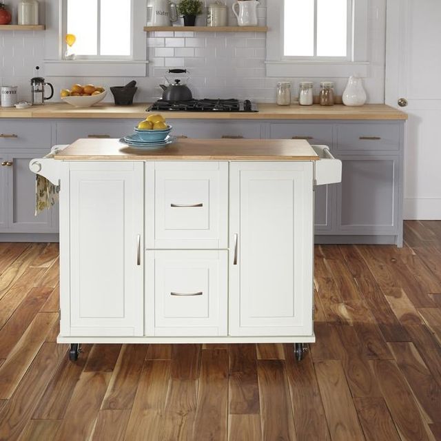 homestyles® Dolly Madison Natural Maple/White Kitchen Cart-4