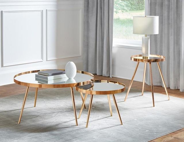 Coaster® Kaelyn Mirror Top End Table with Gold Tapered Legs-2