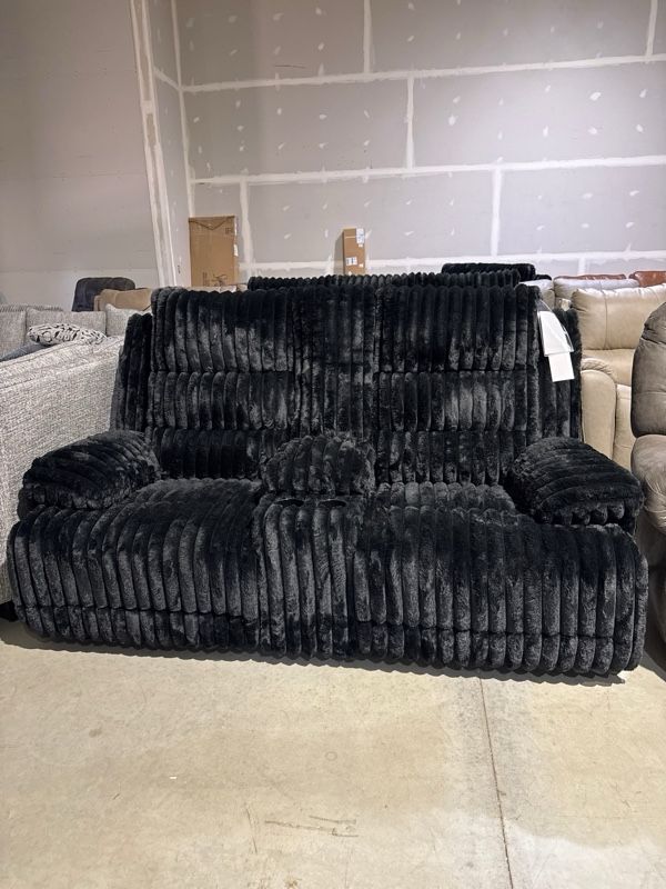 Clearance Signature Design by Ashley® Rhines Falls Onyx Double Power Reclining Loveseat with Console-0