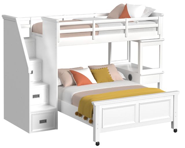 Elements International Hampton Kids White Twin/Full Loft Bed with Staircase and Desk-0