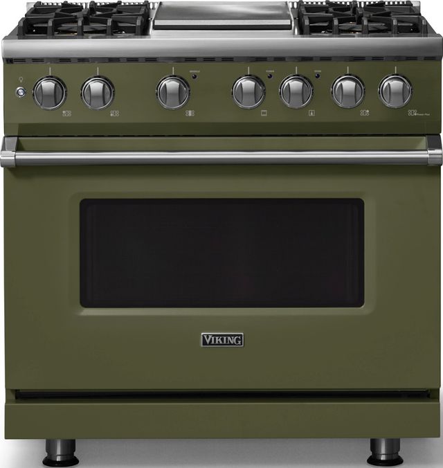 Viking® 5 Series 36" Martini Pro Style Dual Fuel (NG) Range with Polished Chrome Trim-0