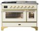 Ilve® Majestic III 48" Antiqued White Pro Style Dual Fuel Natural Gas Range with Triple Glass Door and Brass Trim-0