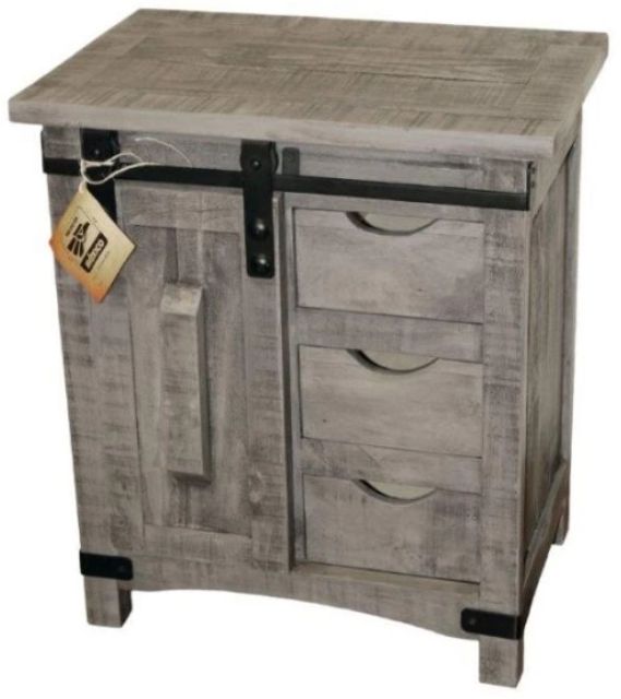 Million Dollar Rustic Charcoal Grey Barn Door End Table -0