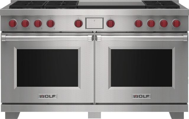 Wolf® 60" Stainless Steel Pro Style Dual Fuel Range-0