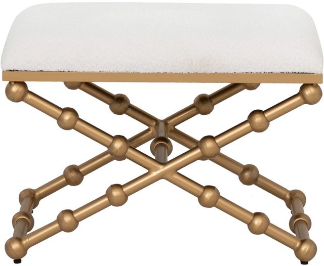Linon Campaign Cream/Gold Accent Stool-2