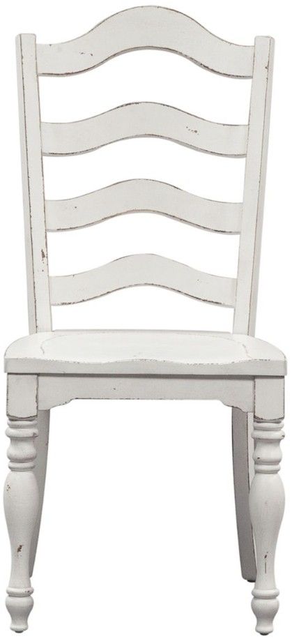 Clearance Liberty Furniture Magnolia Manor Antique White Ladder Back Side Chair-2