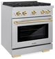 ZLINE Autograph Edition 30" Satin Stainless Steel Pro Style Gas Range with 4 Burner Cooktop-3