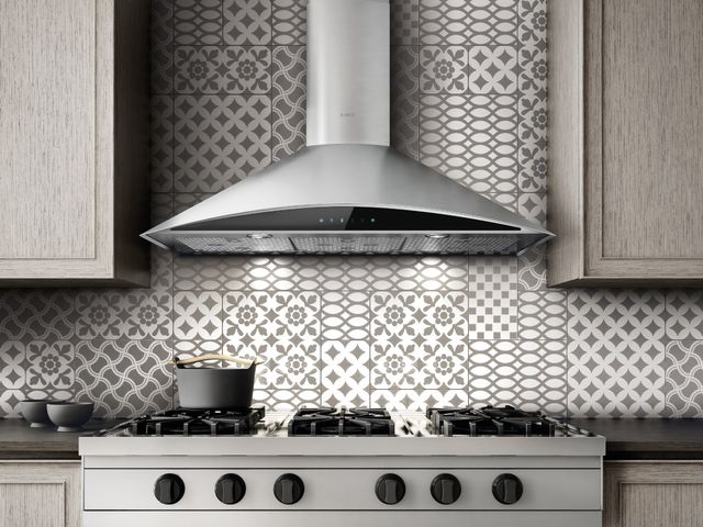 Elica Techne Series Foglia 30" Stainless Steel Wall Mounted Range Hood with Black Glass Trim-3