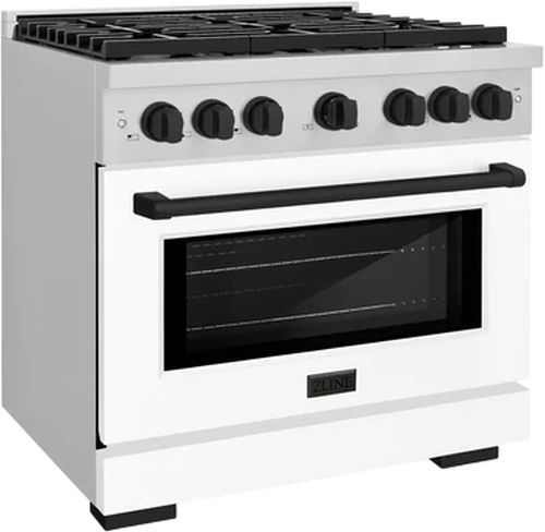 ZLINE Autograph Edition 36" Stainless Steel Pro Style Gas Range with White Matte Door and Matte Black Accents -2