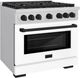 ZLINE Autograph Edition 36" Stainless Steel Pro Style Gas Range with White Matte Door and Matte Black Accents -2