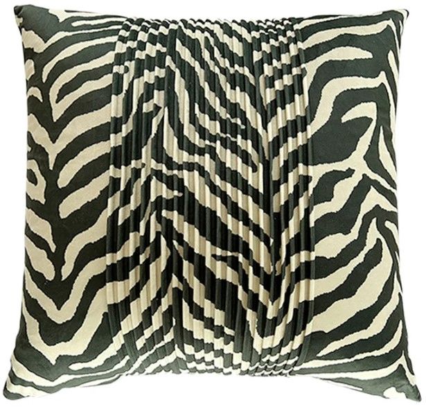 StyleCraft Dann Foley Zebra Taupe Velvet Tux Pleat Pillow-0