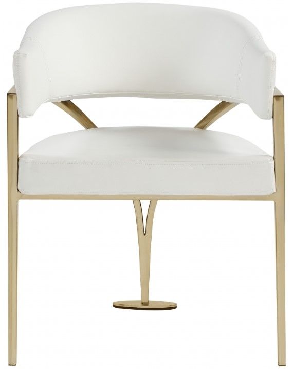 Meridian Furniture Madelyn Cream/Brushed Brass Velvet Dining Chair-1