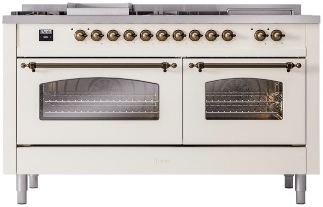 Ilve® Nostalgie II Series 60" Antique White Pro Style Dual Fuel Range-1