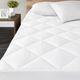 Olliix by Madison Park White California King Quiet Nights 100% Cotton Sateen Waterproof Diamond Quilting Down Alternative Mattress Pad-2