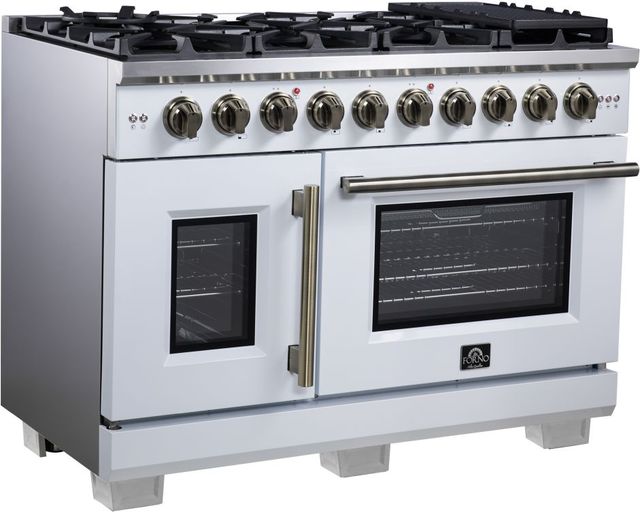 FORNO® Capriasca Series Alta Qualita 48" White Pro Style Gas Range-1