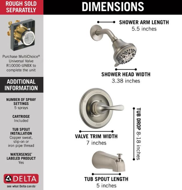 Delta Classic Monitor® 13 Series Stainless Tub and Shower Trim-3