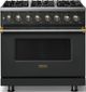 Viking® 5 Series 36" Antique Bronze Pro Style Dual Fuel (NG) Range with Brushed Brass Trim-0