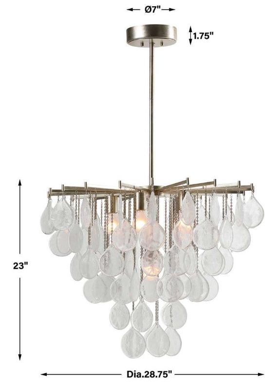 Uttermost® Goccia Antiqued Bright Silver Leaf 6-Light Tear Drop Glass Pendant-2