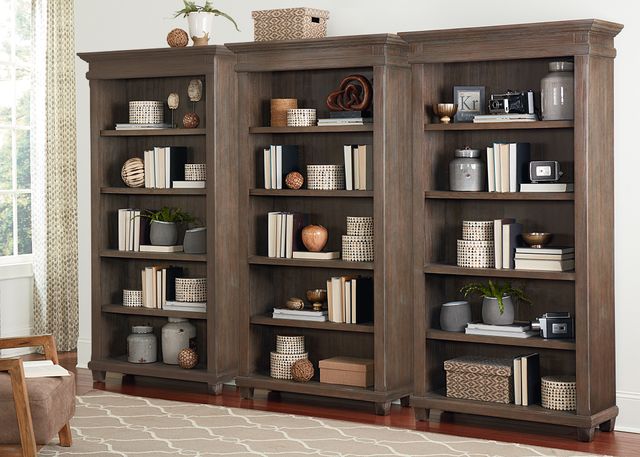 Martin Furniture Carson Weathered Dove Open Bookcase-1