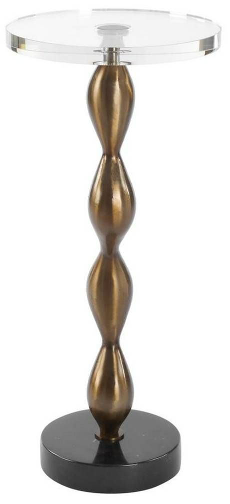 Uttermost® Remolino Glass Top Drink Table with Black/Warm Bronze Base-3