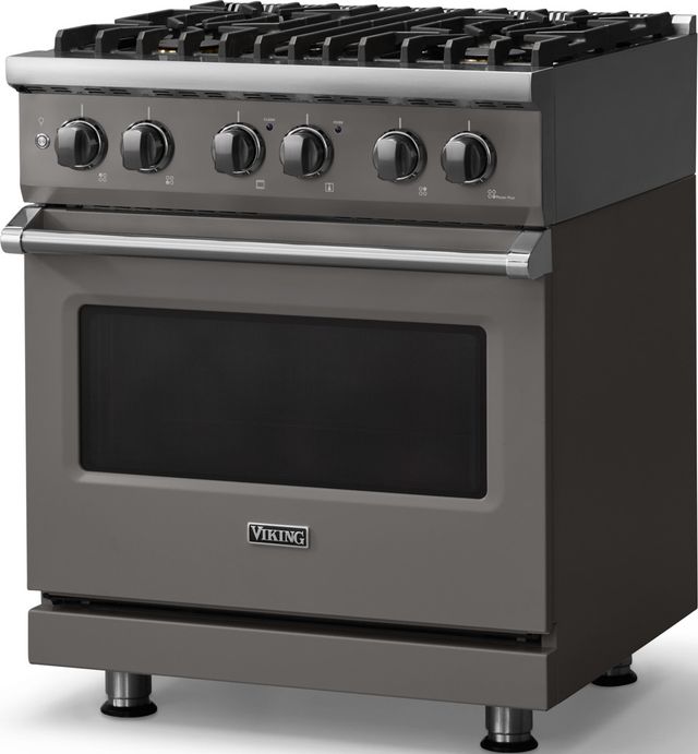 Viking® 5 Series 30" Damascus Gray Pro Style Dual Fuel (NG) Range with Polished Chrome Trim-3