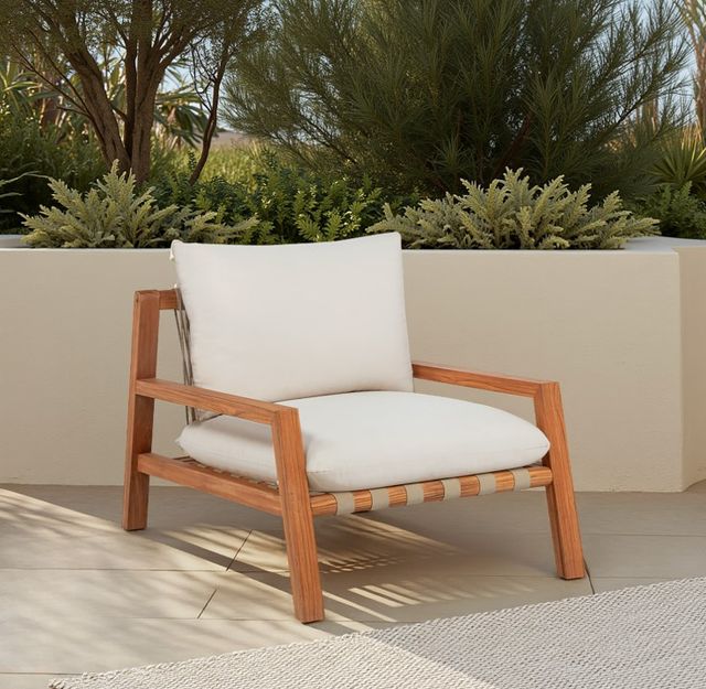 Linon Charlotte Brown/Off-White Fabric/Teak Chair-1