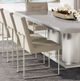 Michael Amini® Marin Brushed Stainless Steel/Greige Dining Side Chair-1