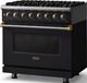 Viking® 5 Series 36" Onyx Pro Style Dual Fuel (NG) Range with Brushed Brass Trim-3