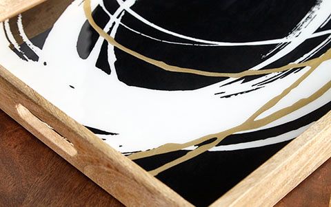 Signature Design by Ashley® Rhyslen Black/White/Gold Tray-1