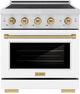 ZLINE Autograph Edition Paramount 30" Satin Stainless Steel Pro Style Induction Range with White Matte Door & Champagne Bronze Accents-0