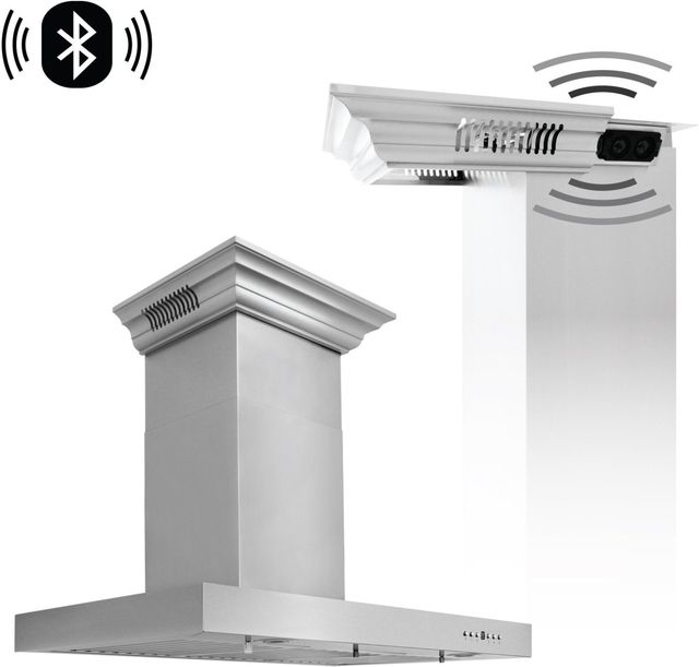 ZLINE 24" Stainless Steel Wall Mounted Range Hood with CrownSound® Bluetooth Speakers-2