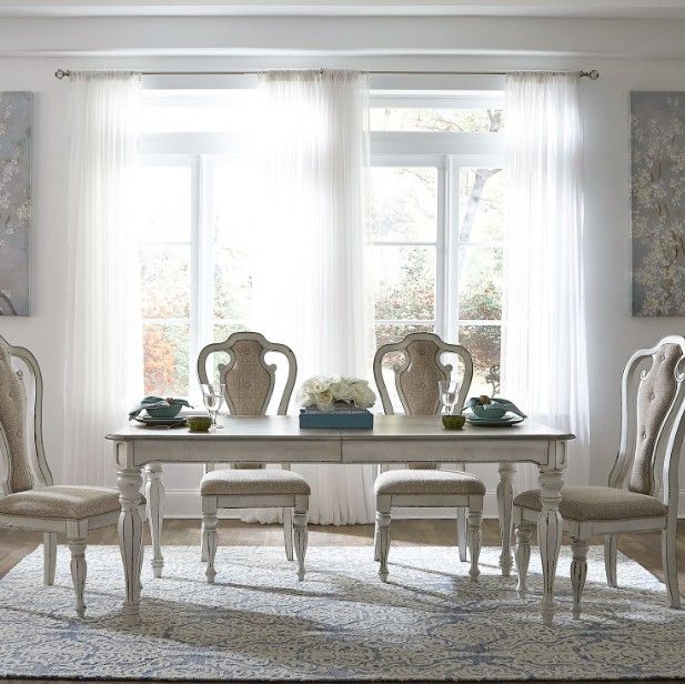 Liberty Furniture Magnolia Manor Weathered Bark Rectangular Dining Table with Antique White Base-1