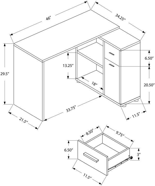 Monarch Specialties Inc. Grey L-Shaped Desk-2