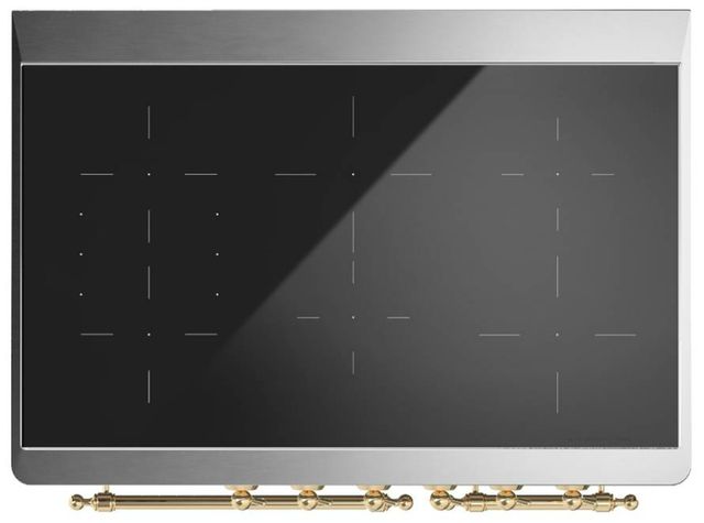 Ilve® Majestic III 40" Emerald Green Pro Style Induction Range with Solid Door and Brass Trim-2