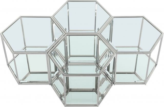 Meridian Furniture Sei 4-Piece Chrome Glass Top Coffee Table Set-1