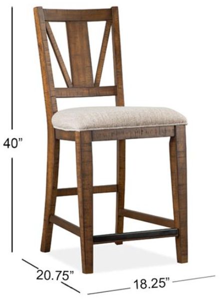 Magnussen Home® Bay Creek 2-Piece Baja Fog/Toasted Nutmeg Counter Chair Set with Upholstered Seat-2