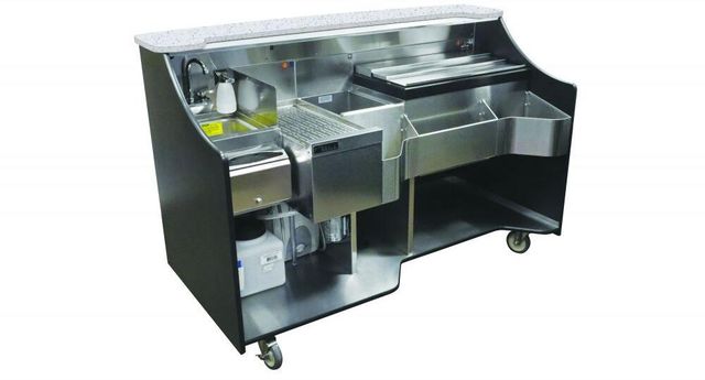 Perlick® Signature Series 70" Black Tobin Ellis Mobile Bar with Sink -0