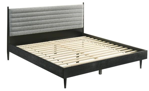 Armen Living Artemio Black/Gray Queen Platform Panel Bed-1