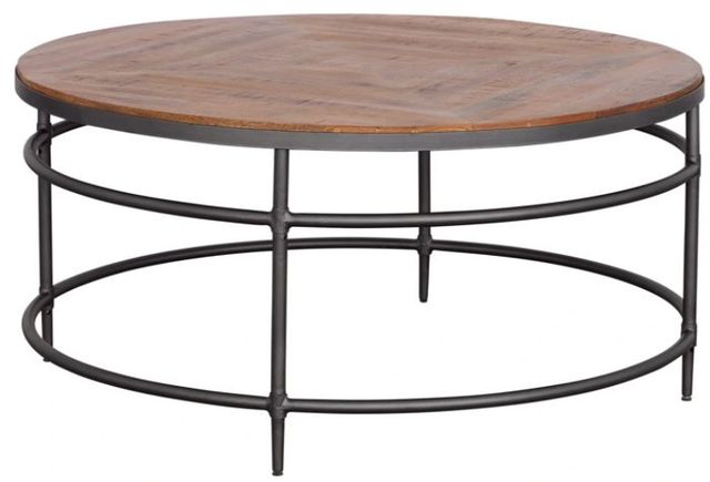 Coast2Coast Home™ Trooper Natural Cocktail Table with Black Base-0