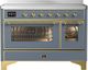 Ilve® Majestic III 48" Blue Gray Pro Style Induction Range with 6 Elements and Brass Trim-0