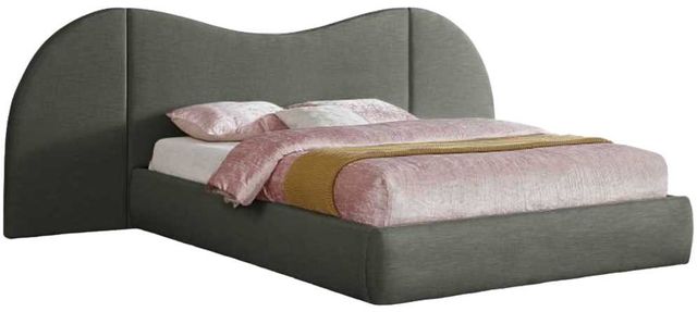 Meridian Furniture Everest Olive King Linen Textured Upholstered Panel Bed-0