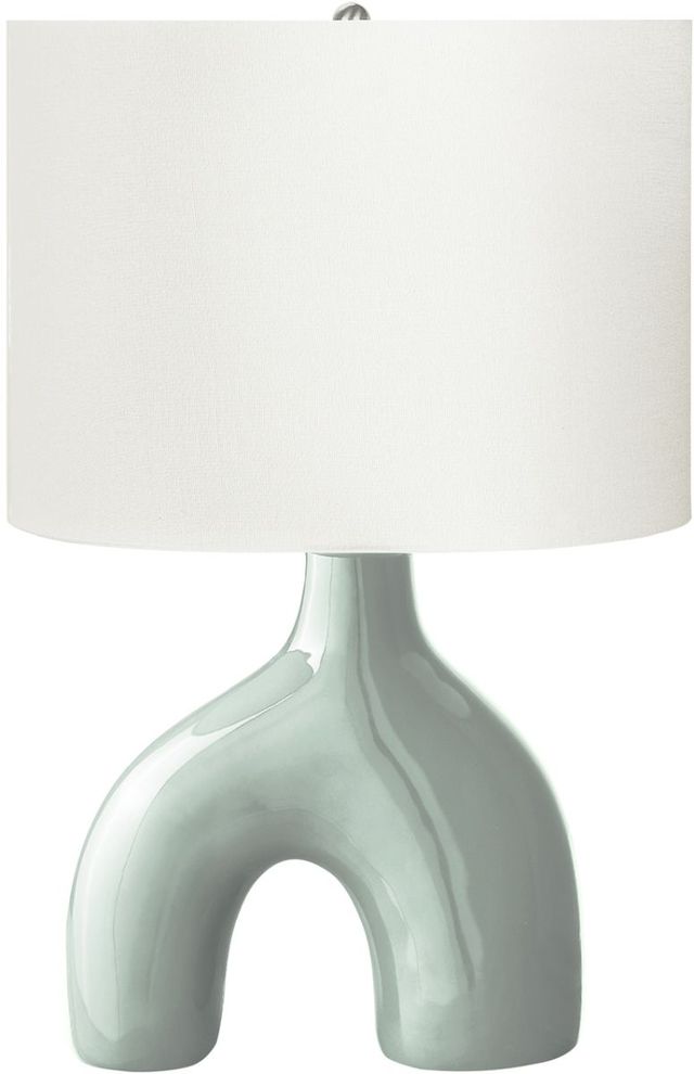 Monarch Specialties Inc. Green Ceramic Table Lamp with Ivory Shade-0