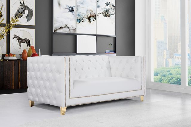 Meridian Furniture Michelle White Faux Leather Loveseat-1