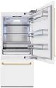 ZLINE Autograph Edition 36" 19.8 Cu. Ft. White Matte Built-In Bottom Freezer Refrigerator with Water Dispenser, Ice Maker and Champagne Bronze Accents-3